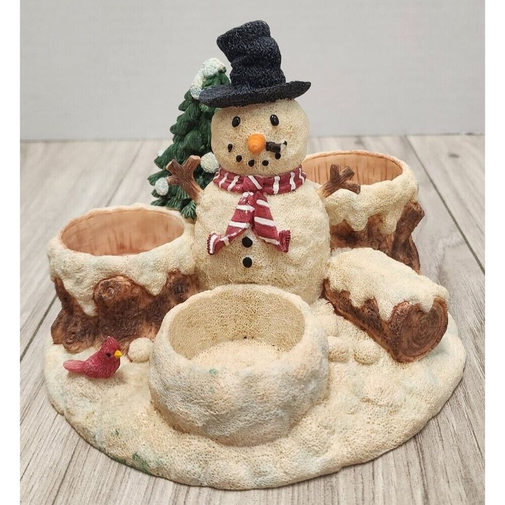 Our America Christmas Holiday Snowman 3 Tea Light Candle Holder